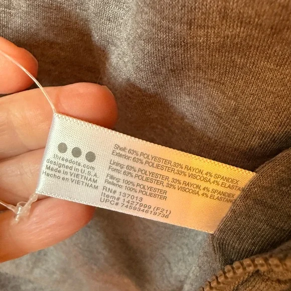 Three Dots Charcoal Puffer Jacket - Picture 3 of 5